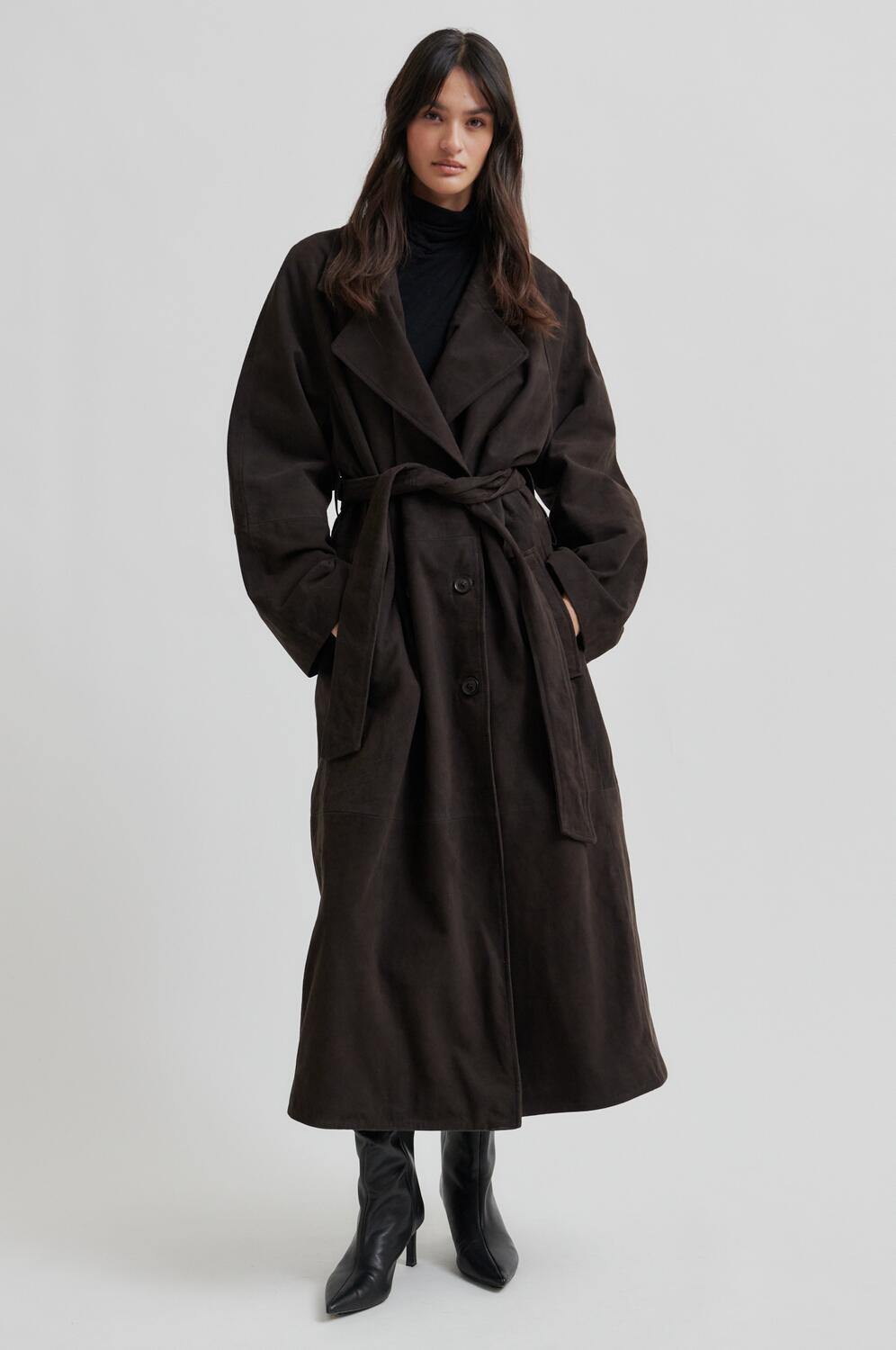 Noomi Suede trenchcoat - Chocolate Plum